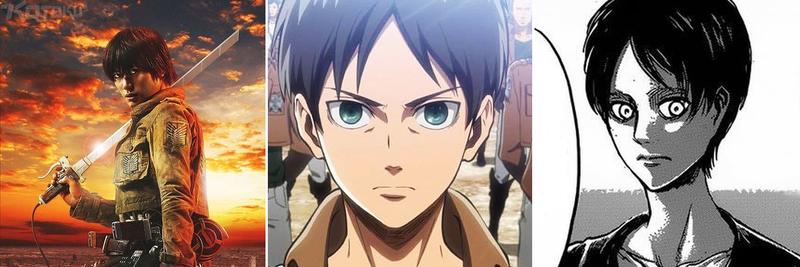 Illustration for article titled Attack on Titan Movie Stars Versus the Anime and Manga Characters